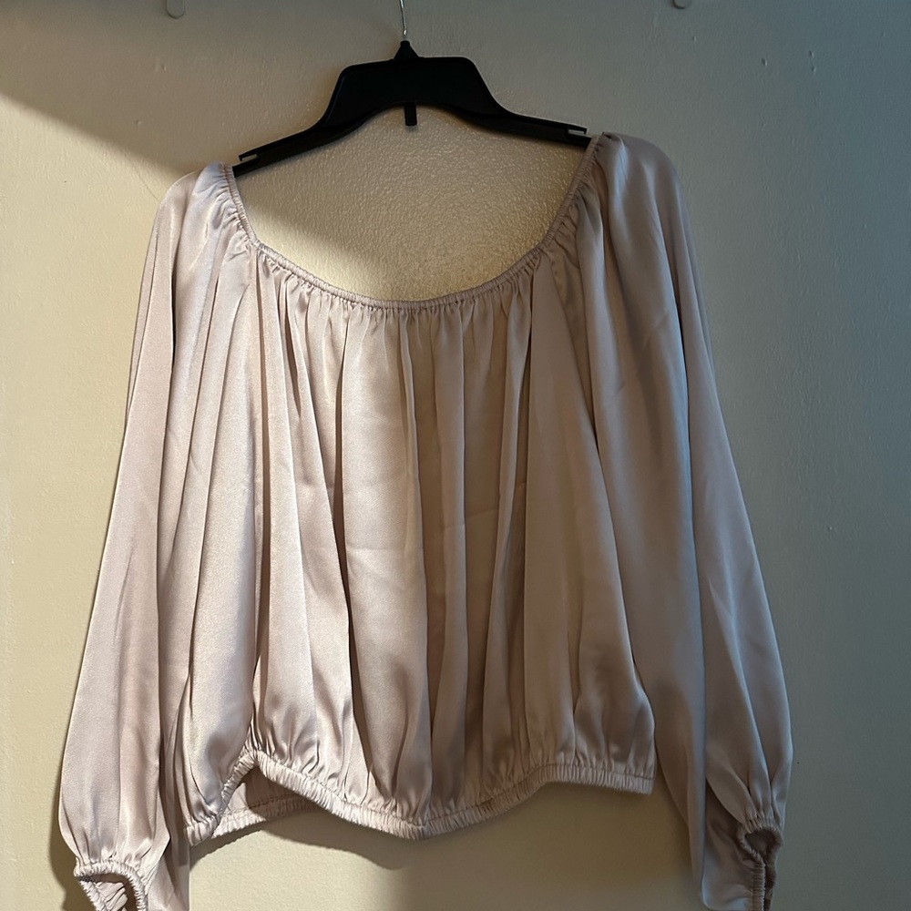 Express Beige Ruffle Blouse - Picture 2 of 5